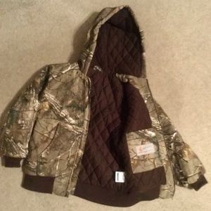 CARHARTT YOUTH BOYS CAMO HOODED FLANNEL LINED
